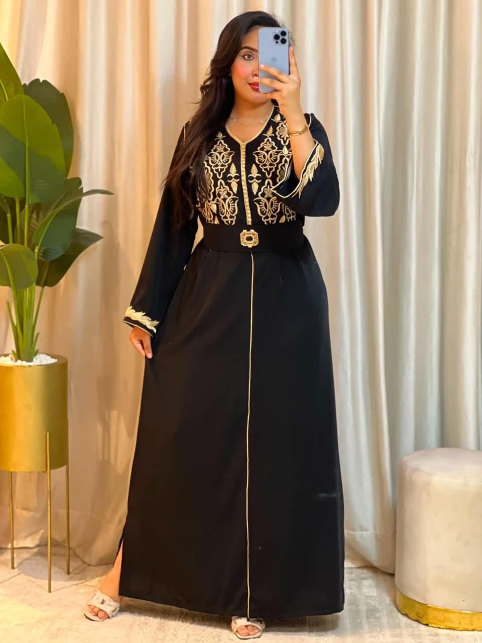 قفطان مغربي فاخر — أسود